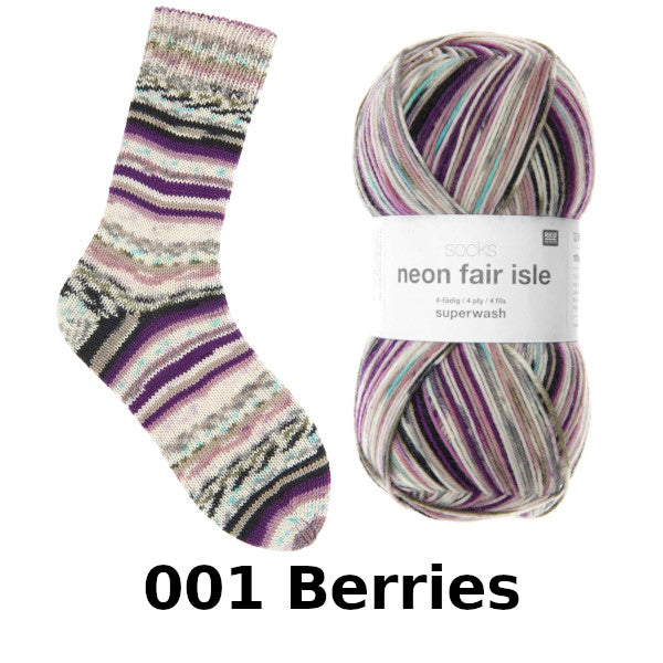 Rico Socks Neon Fair Isle 4ply