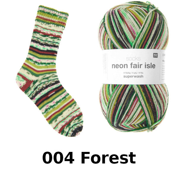 Rico Socks Neon Fair Isle 4ply