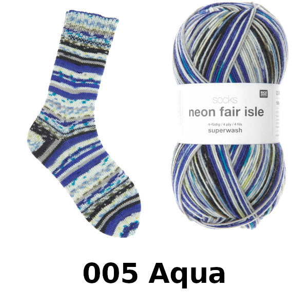 Rico Socks Neon Fair Isle 4ply