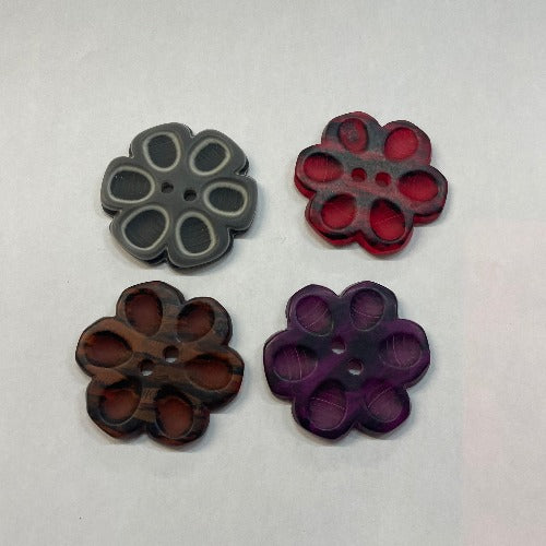 Large plastic flower statement buttons