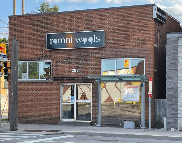 Photograph of Romni Wools exterior of store at 208 Weston Road in Toronto