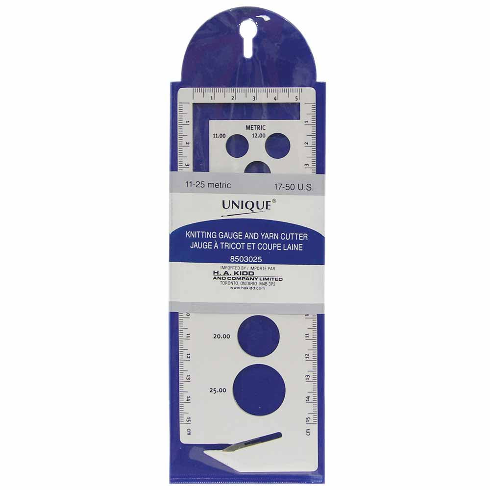 UNIQUE KNITTING Knitting Gauge With Yarn Cutter
