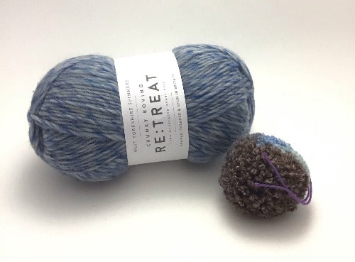 Romni’s 2 Needle Hat Kit- Blue Heather WYS ReTreat