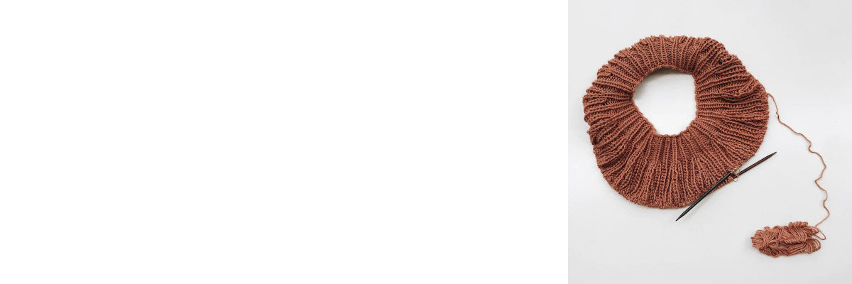 photograph of knitting project on a circular knitting needle