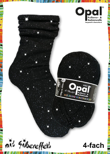 Opal Tiefschwarz mit Silbereffekt 4-fach