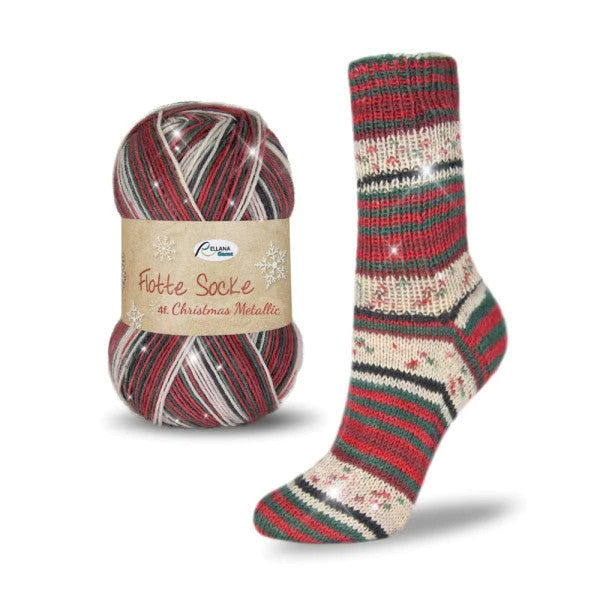 Rellana Garne Flotte Sock Christmas Metallic