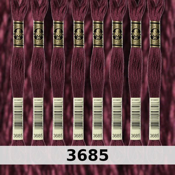 DMC Six Strand Embroidery Floss Columns 1, 2, and 3 on DMC chart