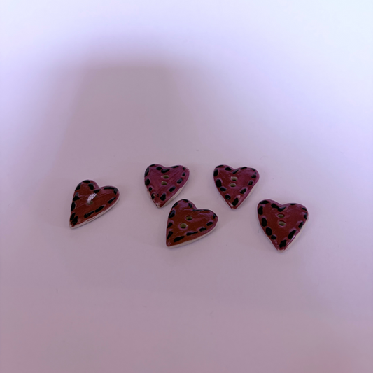 Ceramic heart 2-hole buttons