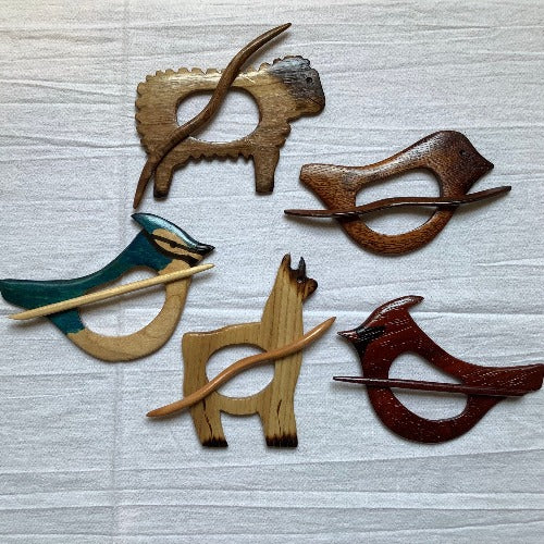 Nature's Wonders Handmade Wooden Shawl Pins
