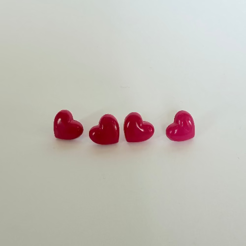 Mini Pink plastic heart button 10mm (3/8")