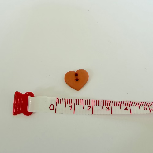 Small Tangerine 2 hole heart button 14mm (5/8")