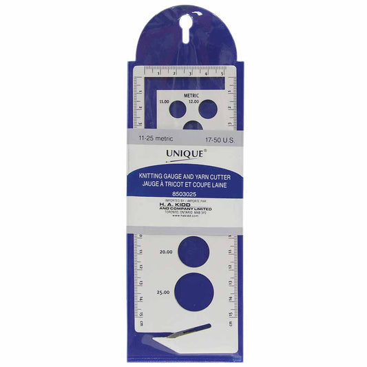 UNIQUE KNITTING Knitting Gauge With Yarn Cutter