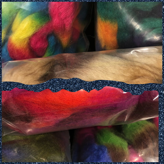Romni Corriedale Wool Multicolour Dyed Top