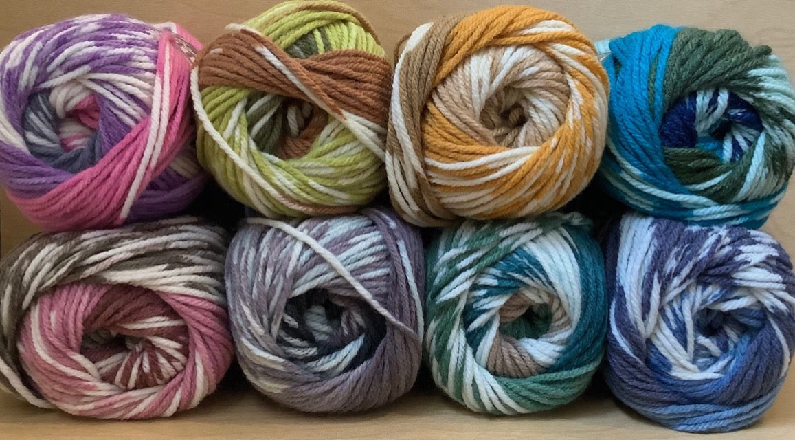 Variegated yarns from king Cole Nordic collection 
