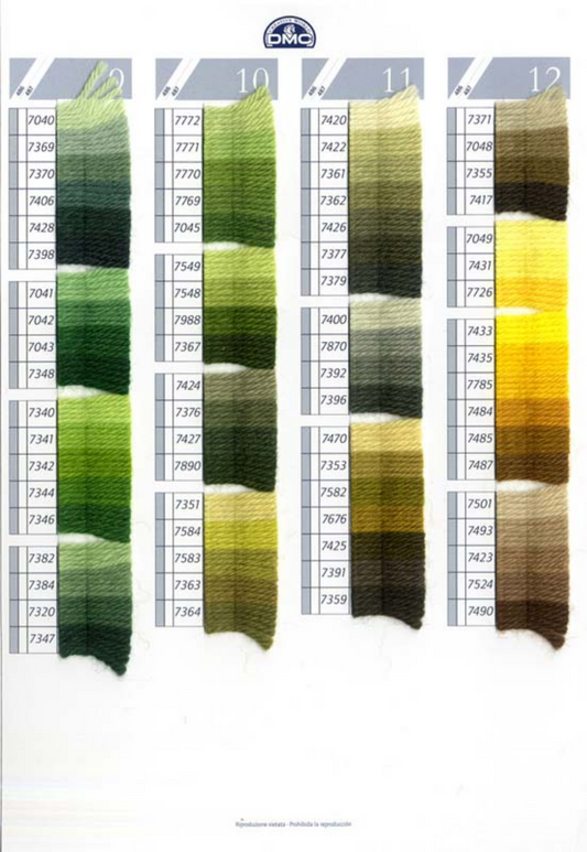 DMC Tapestry Wool 3 - columns 9, 10, 11, and 12 on shade card