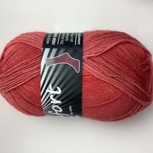 Sock yarn which graduates from a light grey to a true red