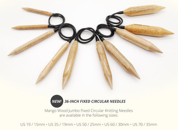 Sale Lykke Mango Wood Jumbo Fixed Circular Knitting Needles 35mm (91cm/36")