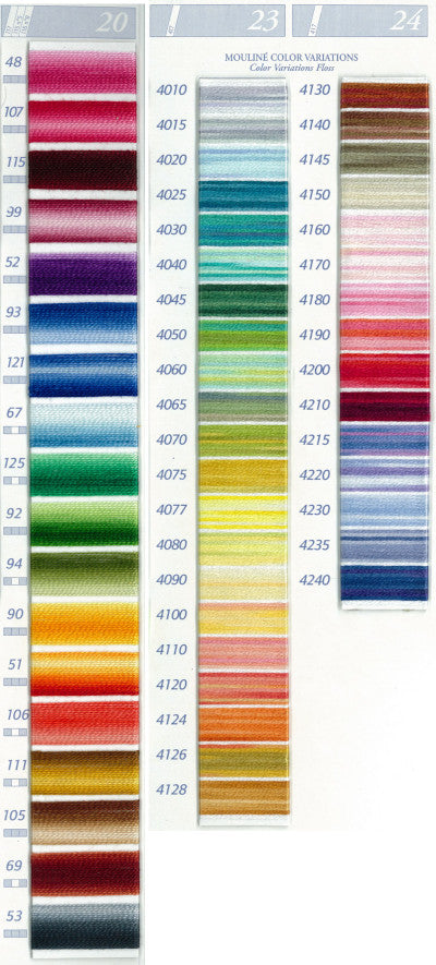DMC Six Strand Embroidery Floss Columns 20, 23, and 24 (Ombre and Colour Variations)