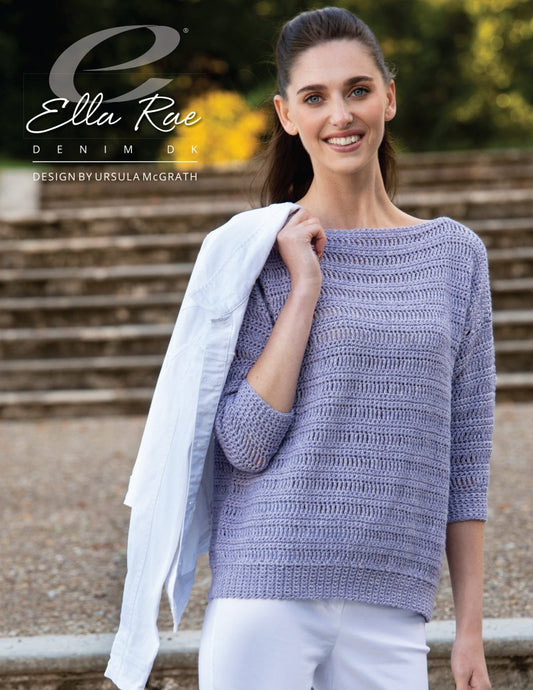 Ella Rae Denim DK Tessa Crochet Sweater Pattern