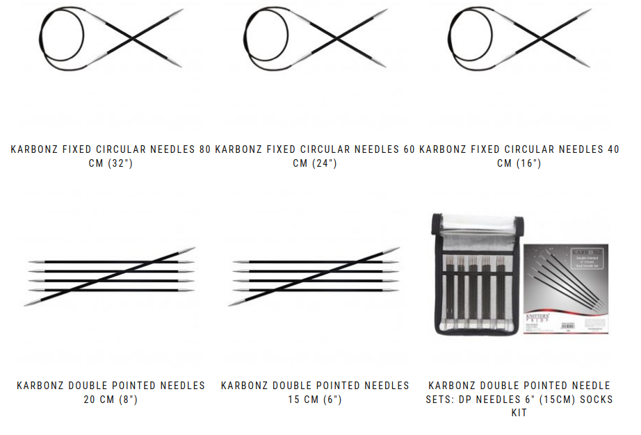 examples of Knitters Pride Karbonz knitting needles